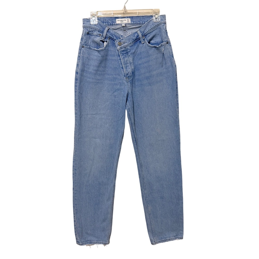 Abercrombie & Fitch Curve Love The Dad High Rise Crossover Jean Light Wash 28 6R - Picture 2 of 9